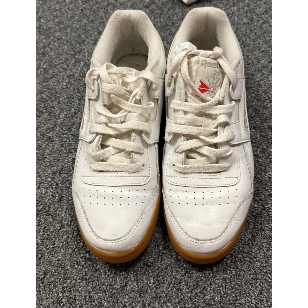 Reebok Workout Plus White Gum Sole Leather Sneakers CN2126 Mens 8.5